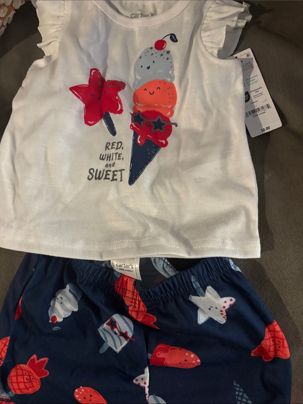 Carter's White & Navy Ice Cream Star Toddler Two-Piece Set